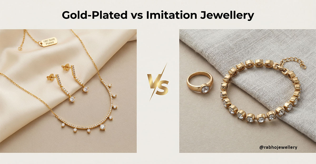 Gold plated vs imitation jewellery comparison | demi fine jewellery | anti tarnish jewellery | affordable jewellery India