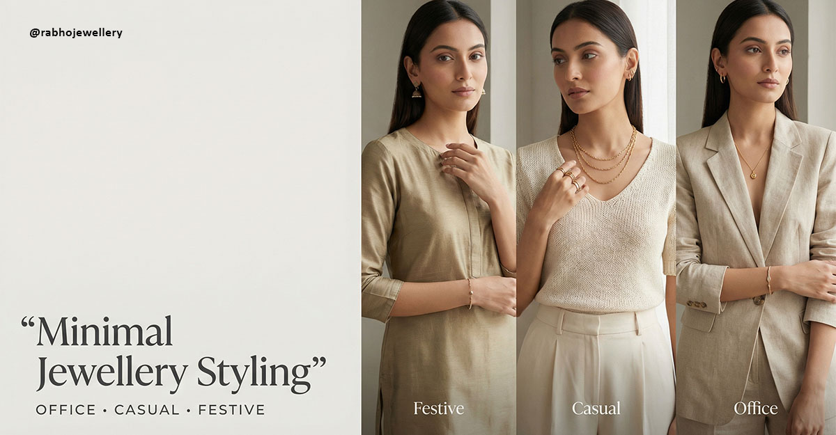 Minimal jewellery styling for office and festive wear | minimal jewellery styling | office wear jewellery | casual jewellery styling | festive jewellery ideas